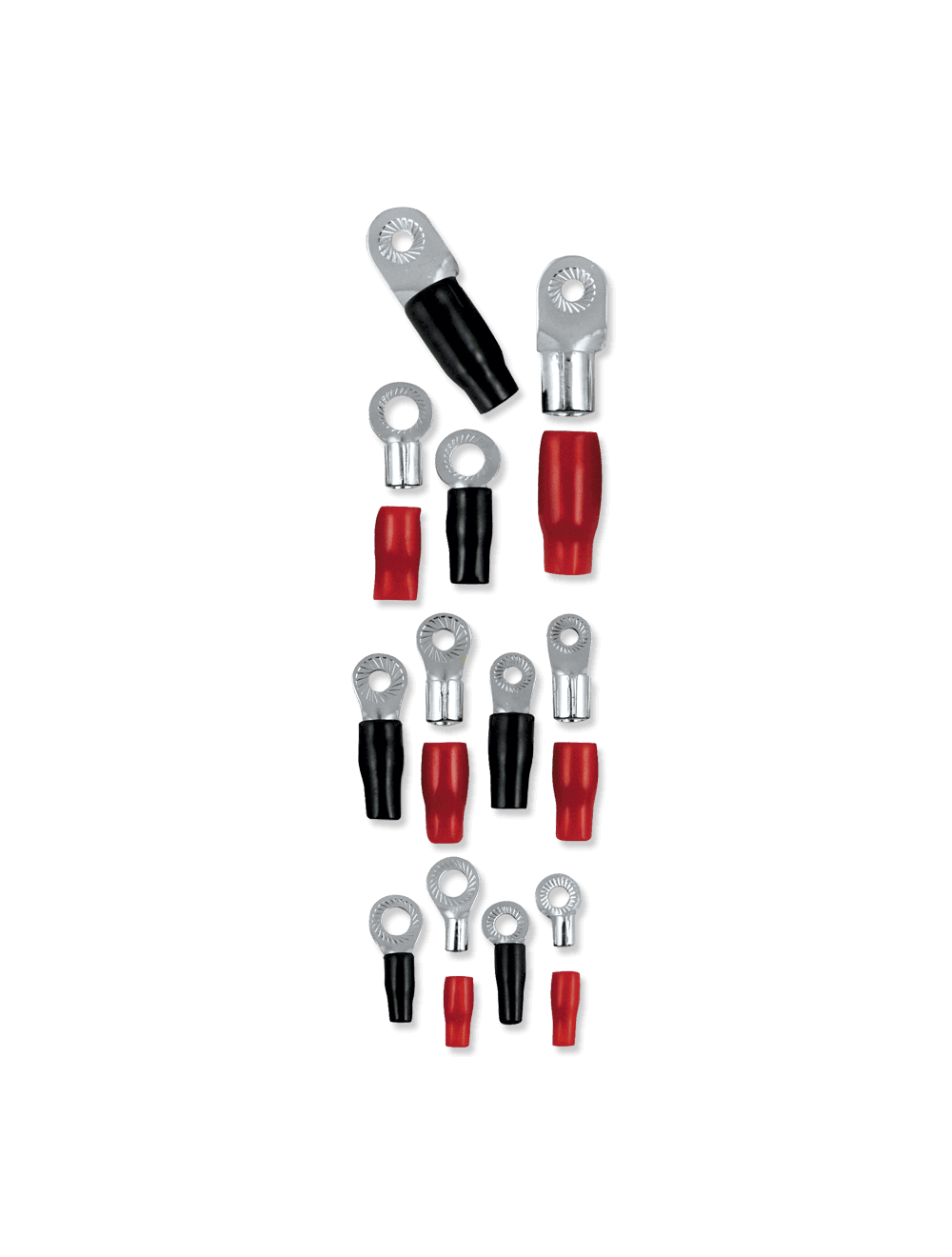 T-Spec V8-RTN18-20 8 AWG Ring Terminals - 5/16" Crimp (20 Pack - 10 Red & 10 Black)