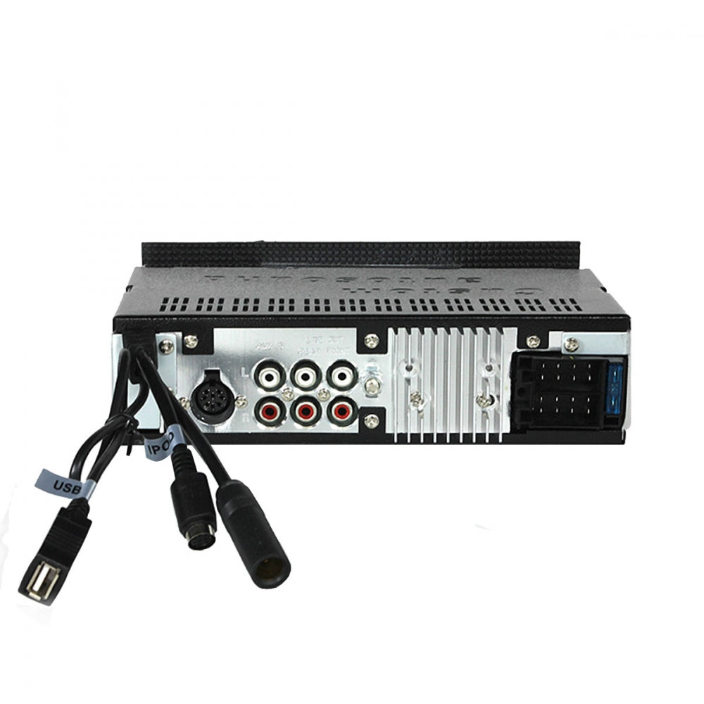 Audio/video equipment with connectors on a white background