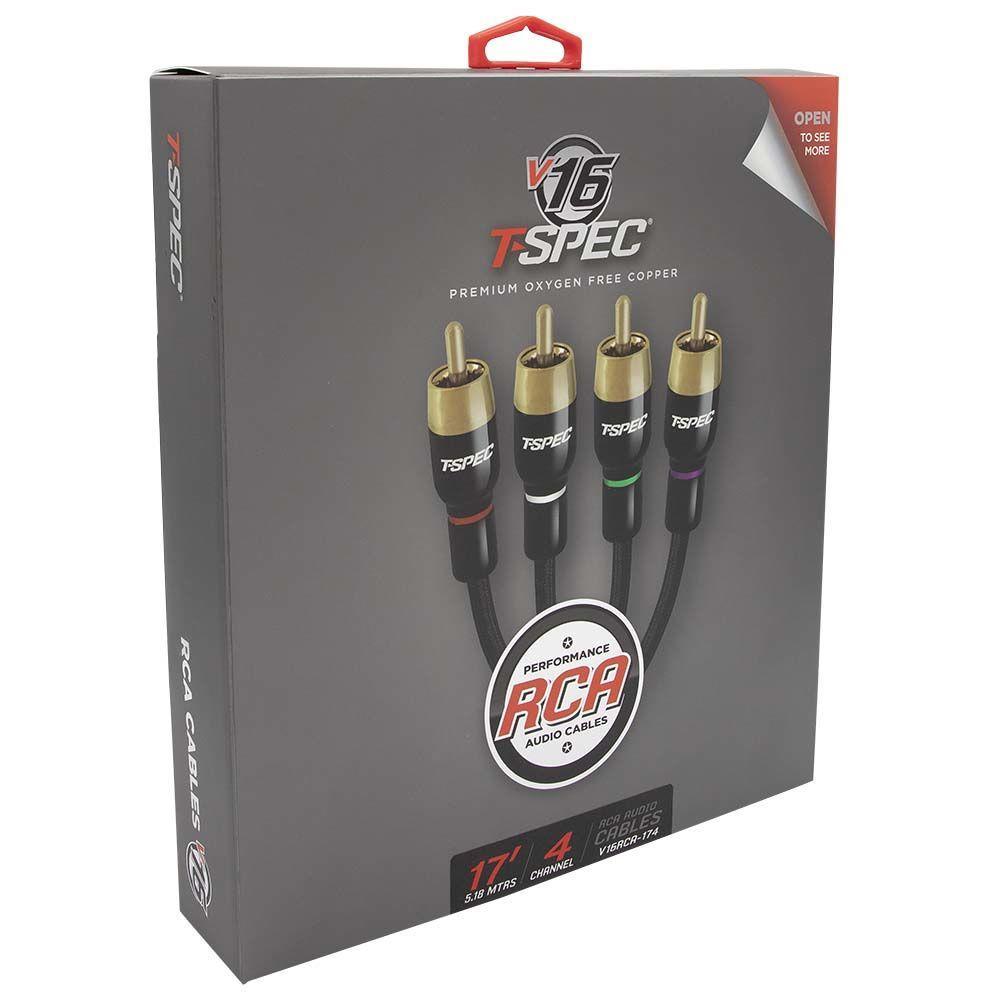 T-Spec V16RCA-174 V16 Series 4 Channel RCA Audio Cables - 17'