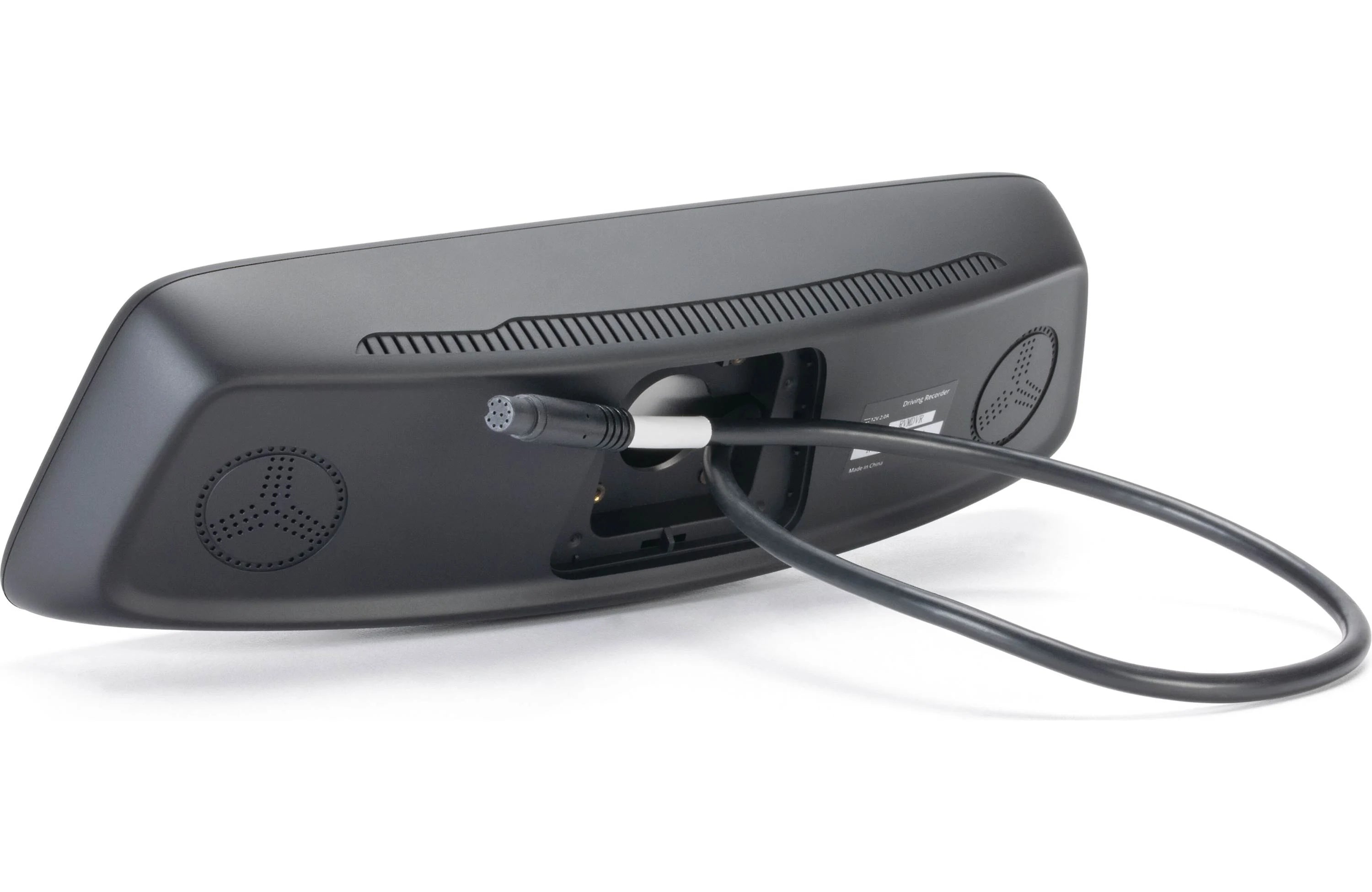 Car rearview mirror with built-in camera and dash cam on a white background