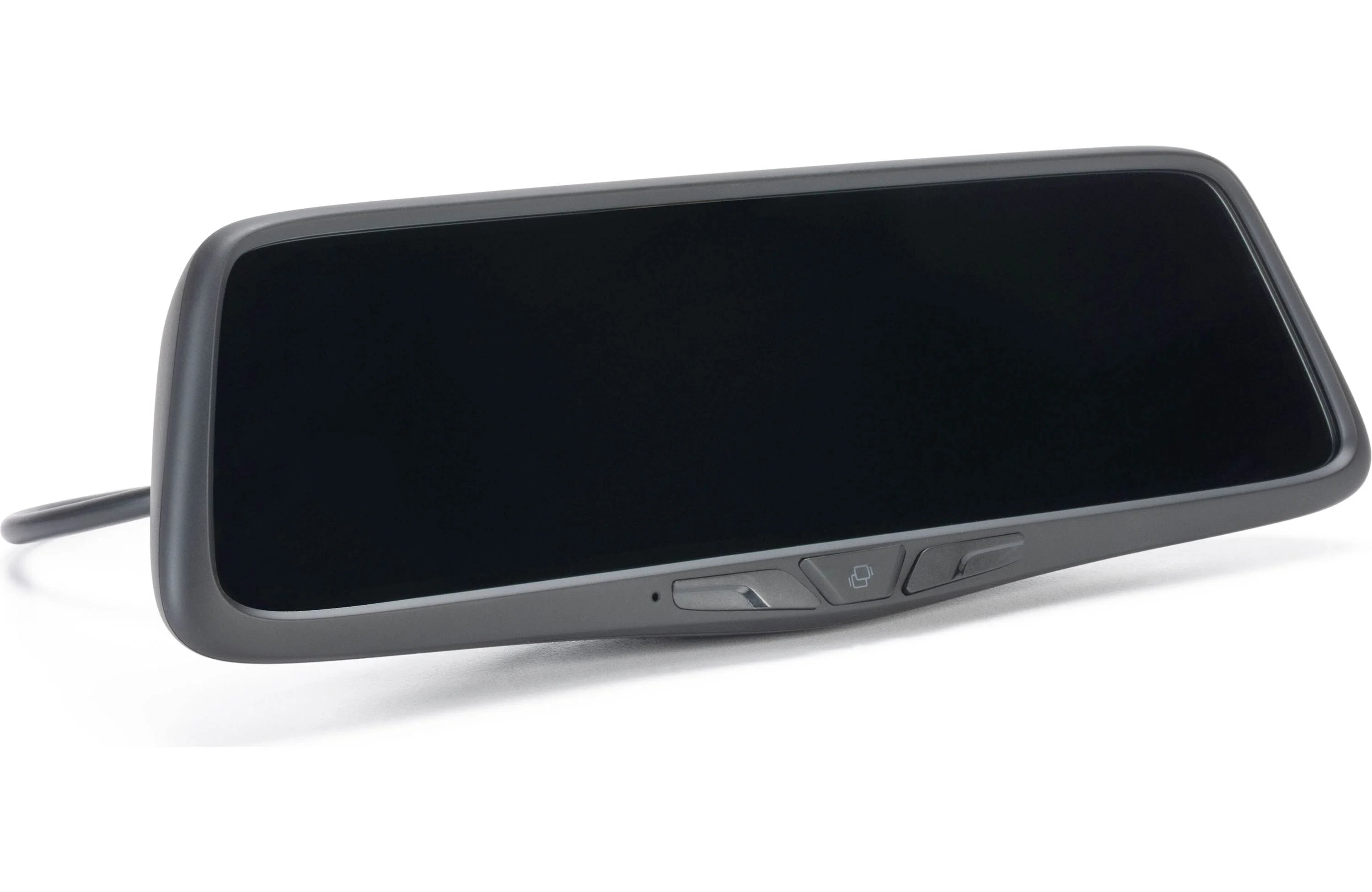 Car rearview mirror with built-in monitor on a white background