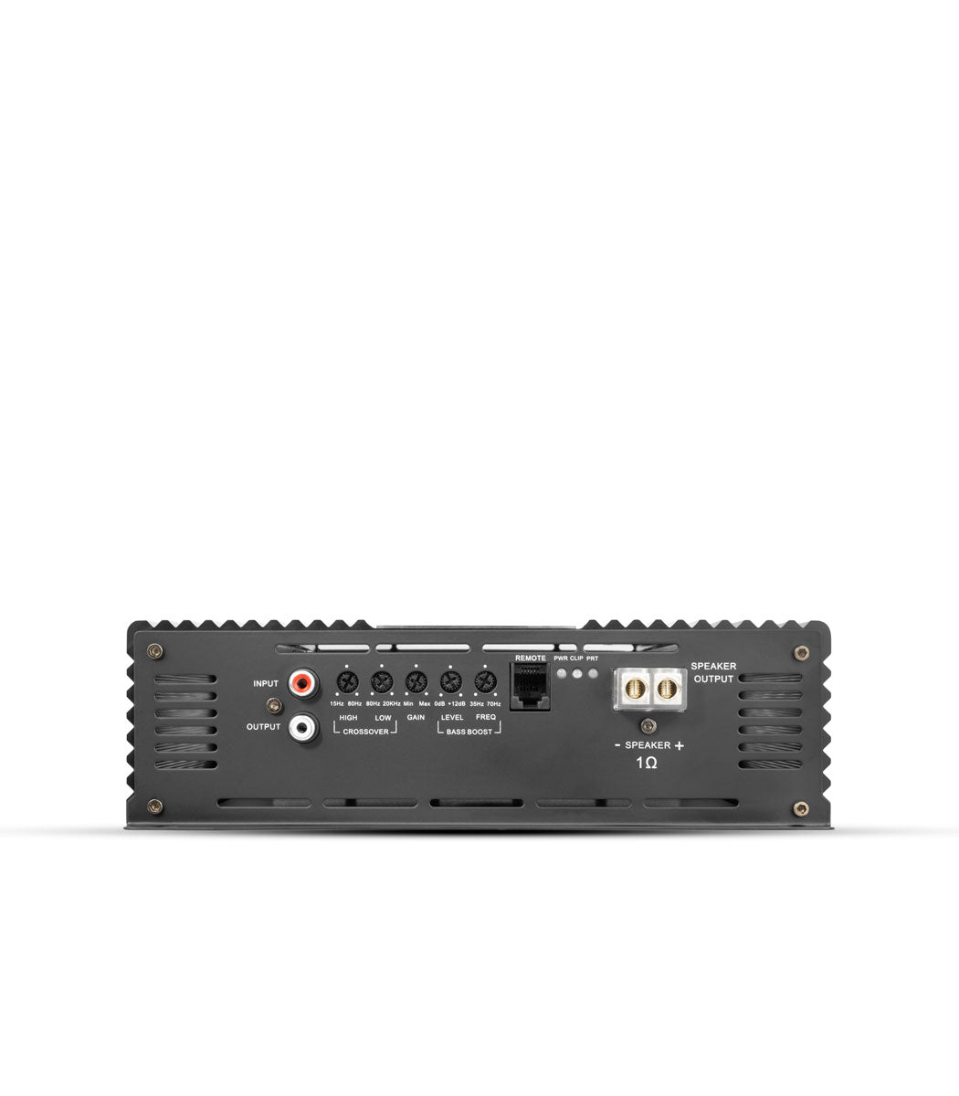 Back view of an electronic device with various ports and labels on a white background