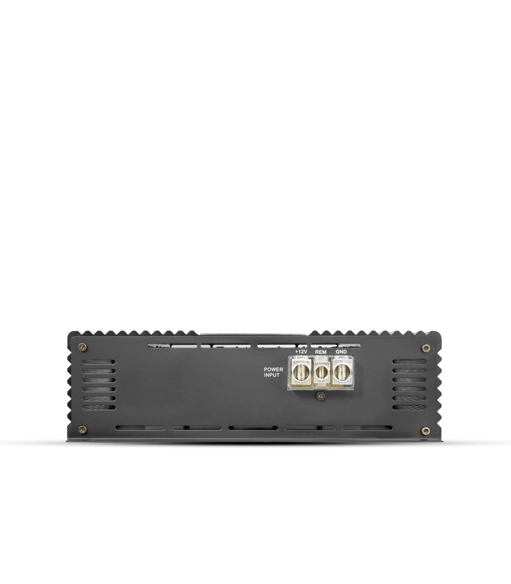 Black electronic module with connectors on a white background