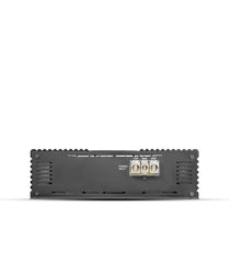 Black electronic module with connectors on a white background