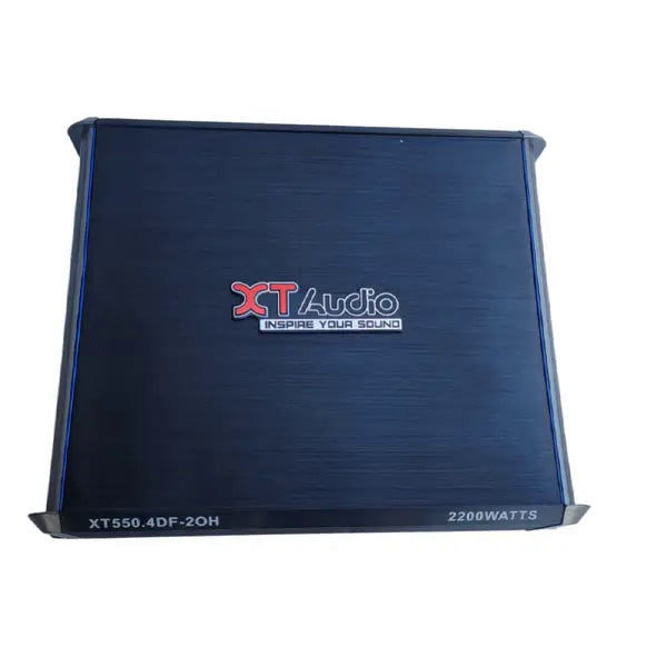 Car audio amplifier with XT Audio logo on a white background