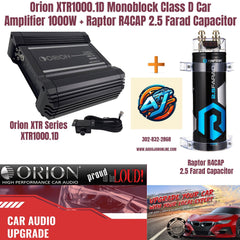 Orion XTR1000.1D Monoblock Class D Car Amplifier 1000W + Raptor 2.5 Farad Capacitor