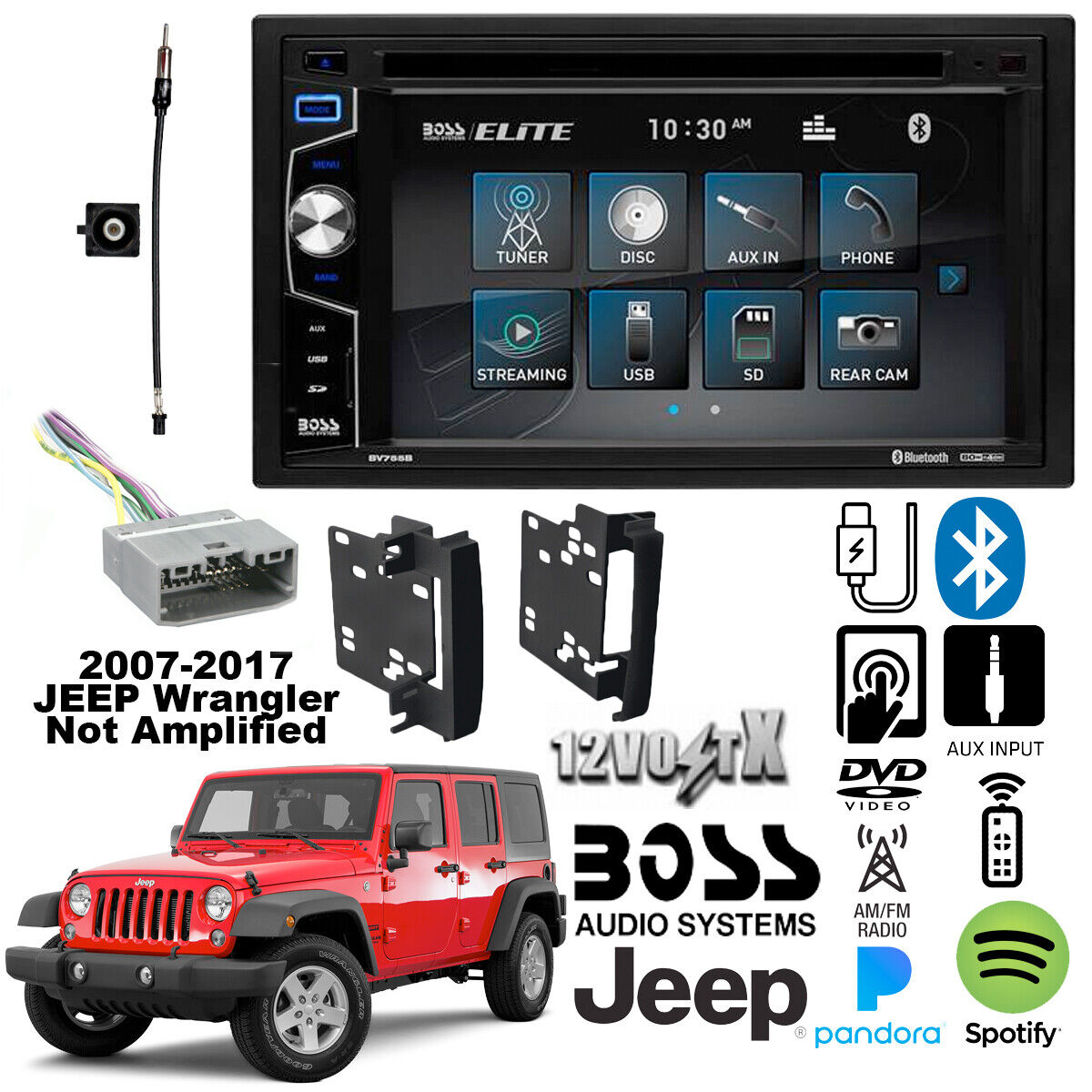 Touchscreen Bluetooth DVD Player For 2007-2017 JEEP Wrangler With Install Parts
