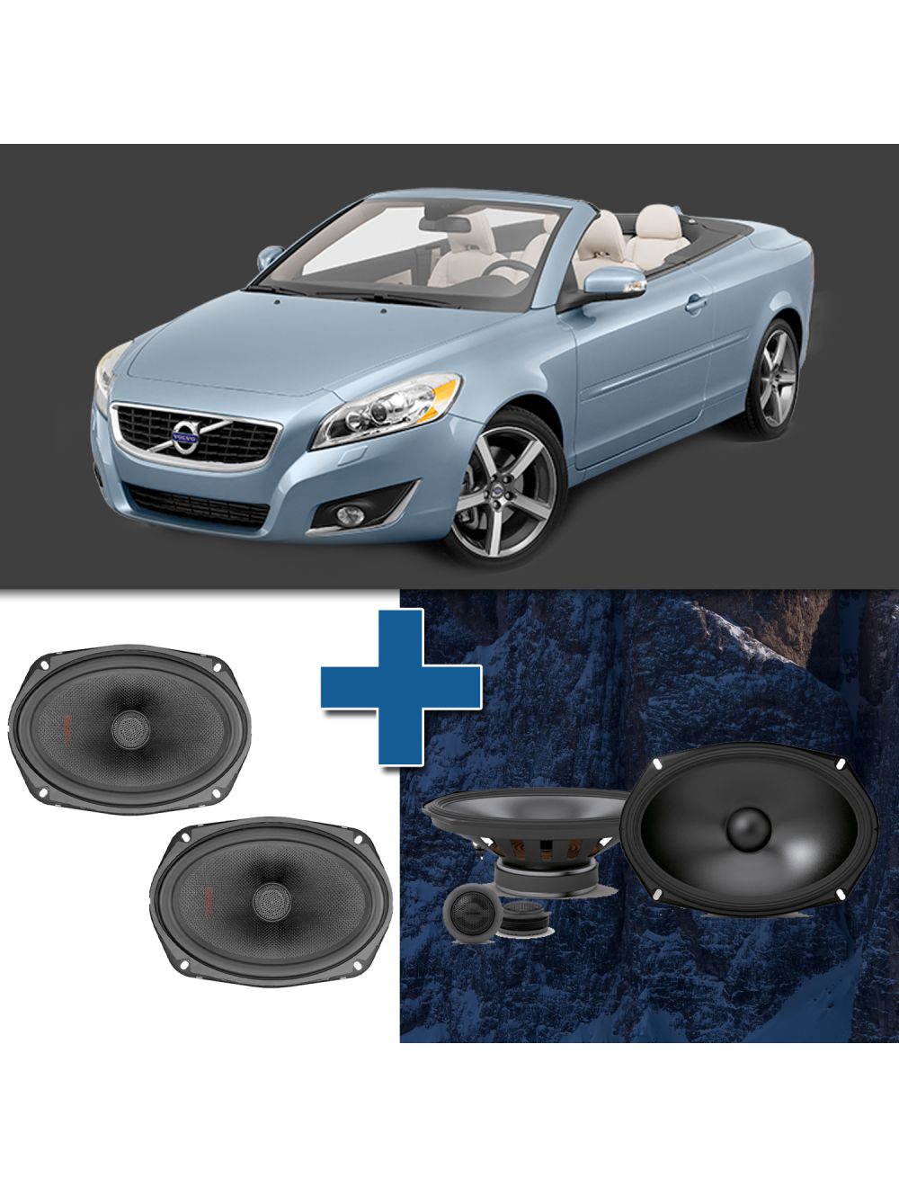 Car Speaker Size Replacement fits 2006-2013 for Volvo C70 (not amplified)