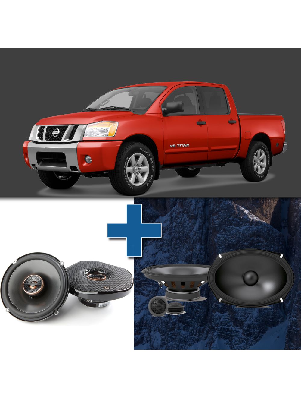 Car Speaker Size Replacement fits 2008-2012 for Nissan Titan excluding Base trim or S (not amplified)