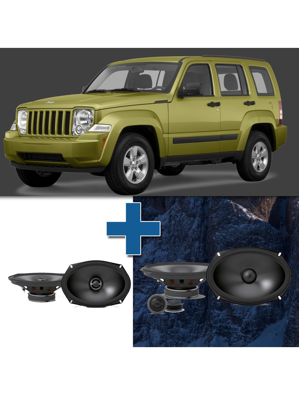 Car Speaker Size Replacement fits 2008-2013 for Jeep Liberty (not amplified)