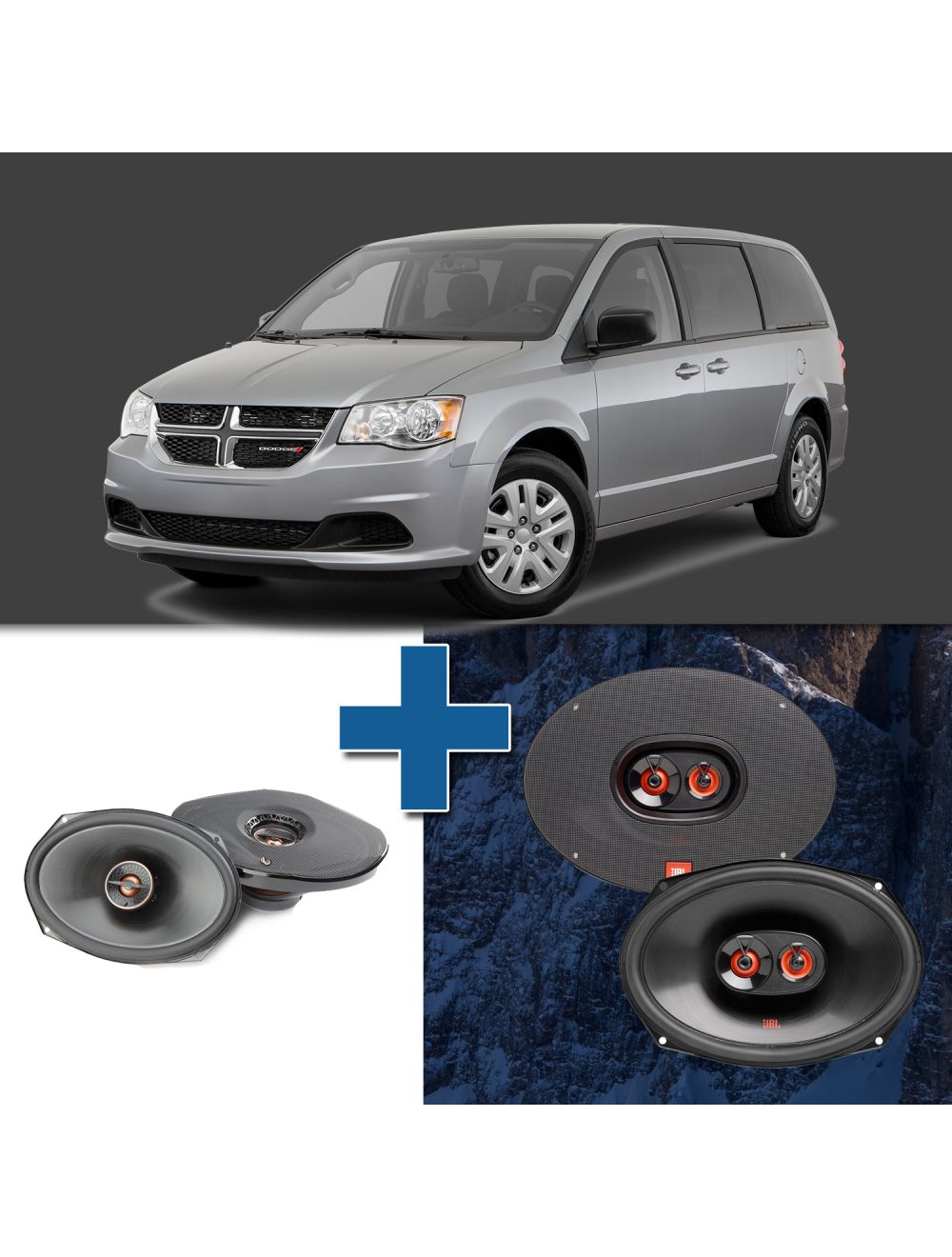 Car Speaker Size Replacement fits 2008-2020 for Dodge Caravan or Grand Caravan (not amplified)