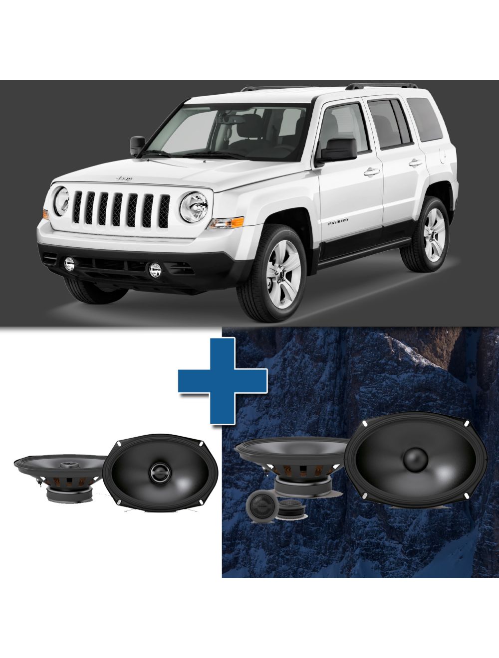 Car Speaker Size Replacement fits 2009-2015 for Jeep Patriot (not amplified)