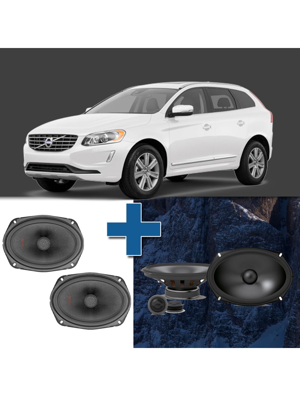 Car Speaker Size Replacement fits 2010-2017 for Volvo XC60 (not amplified)