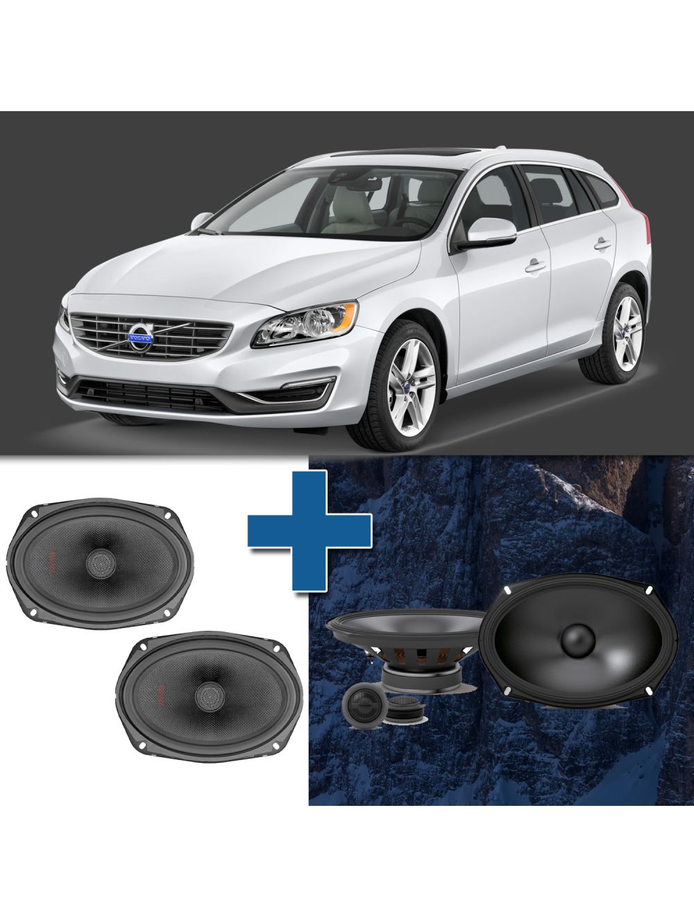Car Speaker Size Replacement fits 2015-2018 for Volvo V60 or V60 Cross Country (not amplified)