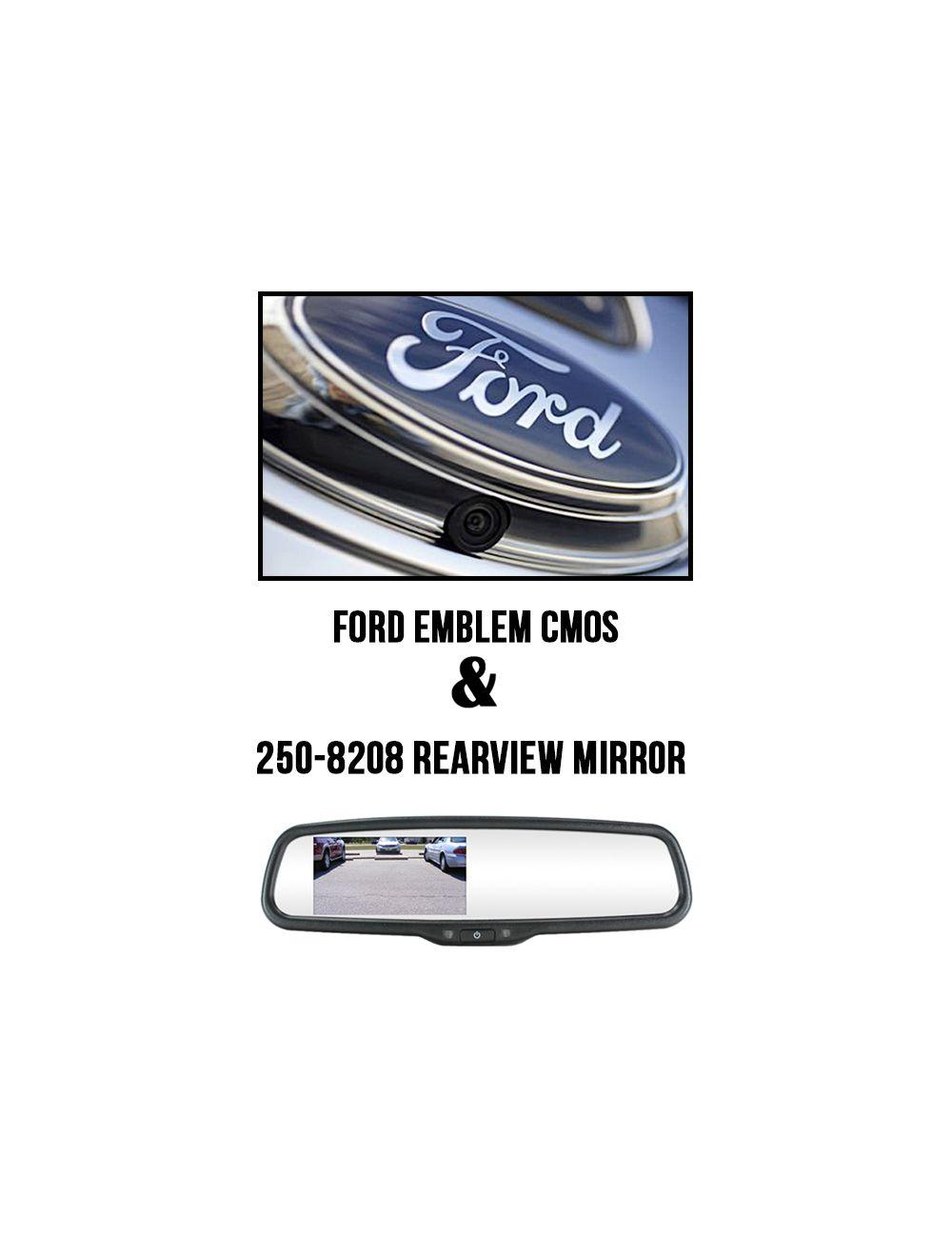 Rostra 250-8308-FD-EMB (2508308FDEMB) Ford Factory Emblem CMOS Camera (2508117A) & RearSight System w/ 4.3 TFT LCD Monitor Mirror (2508208)