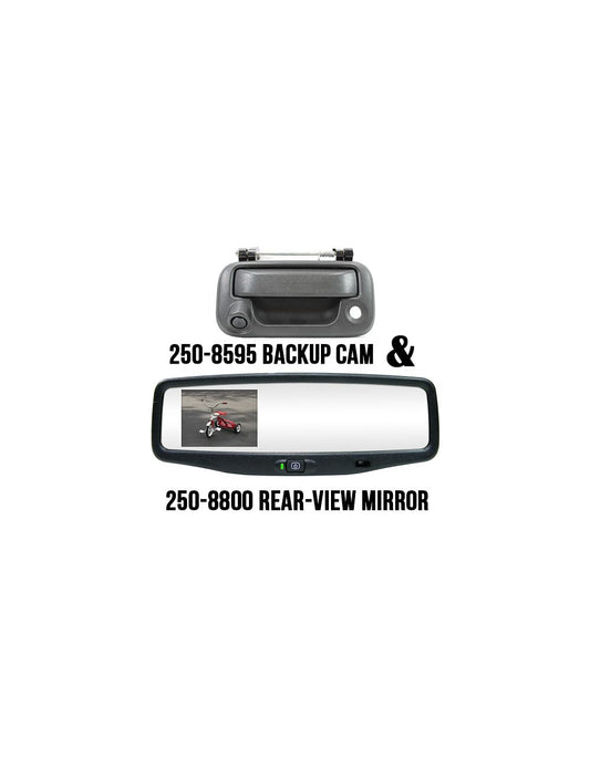 Rostra 250-8800-FD-LCH (2508800FDLCH) RearSight Rear-View Mirror /w 3.5 TFT LCD Monitor (2508800) & RearSight Tailgate Handle with Backup CCD Camera Pre-installed for Ford F-150/250/350/450/550 (2508595)