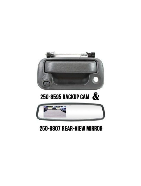 Rostra 250-8807-LCCD (2508807LCCD) RearSight Rear-View Mirror /w 3.5 TFT LCD Monitor (2508807) & RearSight Tailgate Handle with Backup CCD Camera (2508595) Pre-installed for Ford F-150/250/350