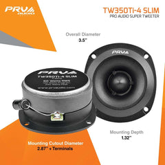 2x PRV 240W Shallow Super Tweeter TW350Ti-4 SLIM 3.5" Bullet 4 Ohms Titanium