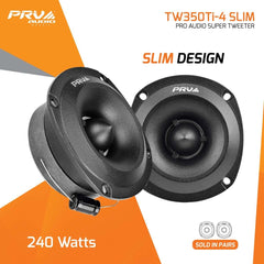 2x PRV 240W Shallow Super Tweeter TW350Ti-4 SLIM 3.5" Bullet 4 Ohms Titanium