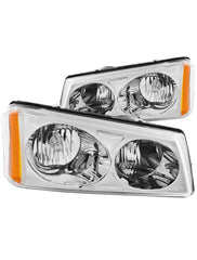 Anzo ANZ111010 Crystal Chrome Headlights for Chevy Silverado & Avalanche 2003 - 2006