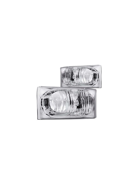 Anzo ANZ111023 Crystal Clear Chrome Headlights for Ford 1991 - 1994 Super Duty Excursion