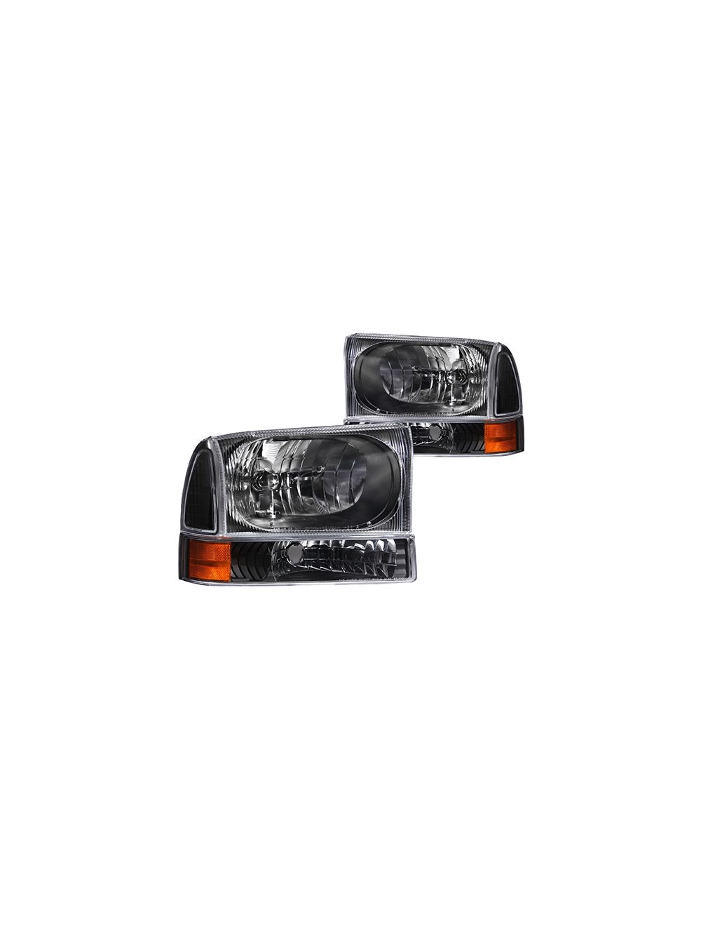 Anzo ANZ111080 Black with Amber Corner Headlights for Ford 1999 - 2004 Super Duty & 2000 - 2004 Excursion