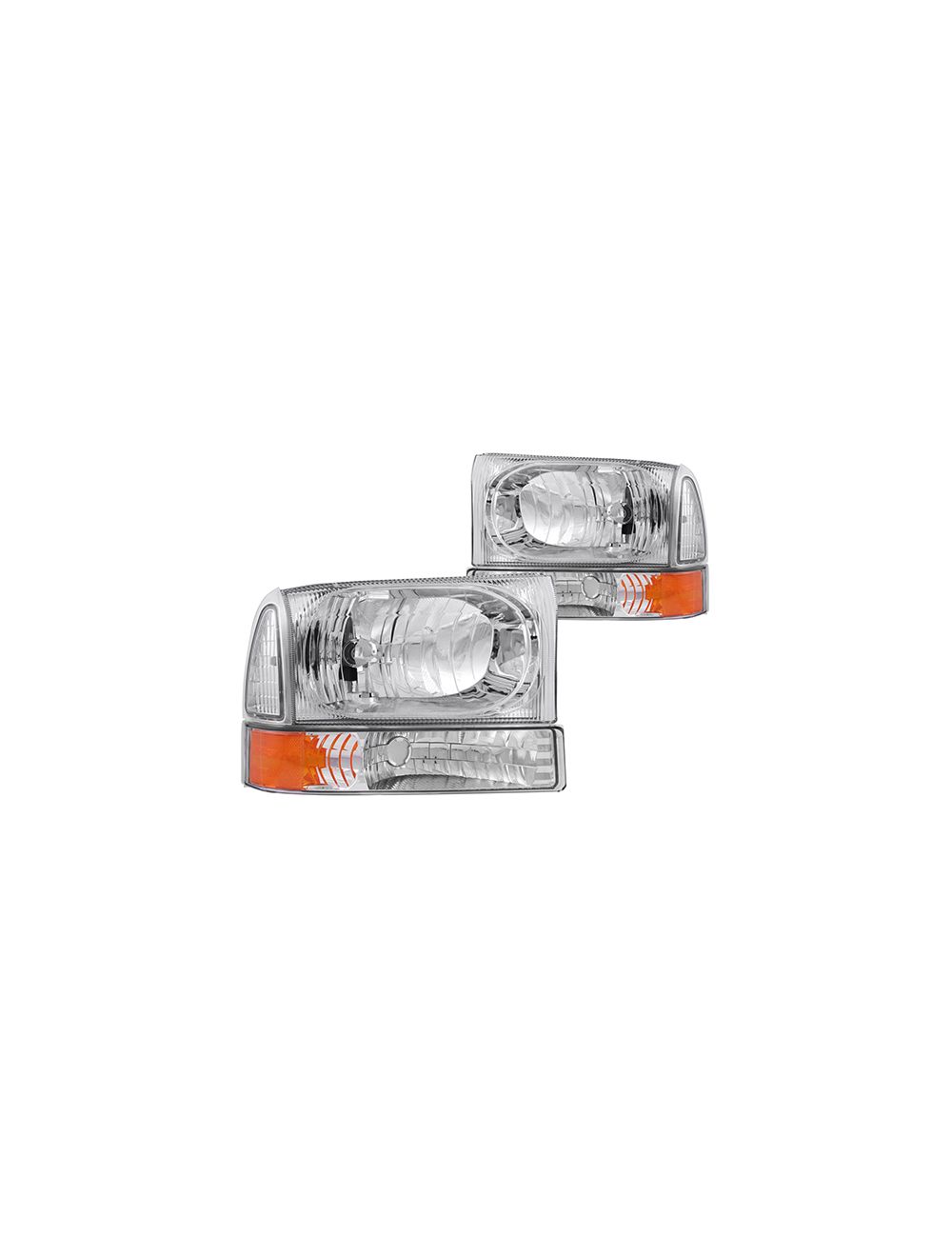 Anzo ANZ111081 Chrome with Amber Corner Headlights for Ford 1999 - 2004 Super Duty & 2000 - 2004 Excursion