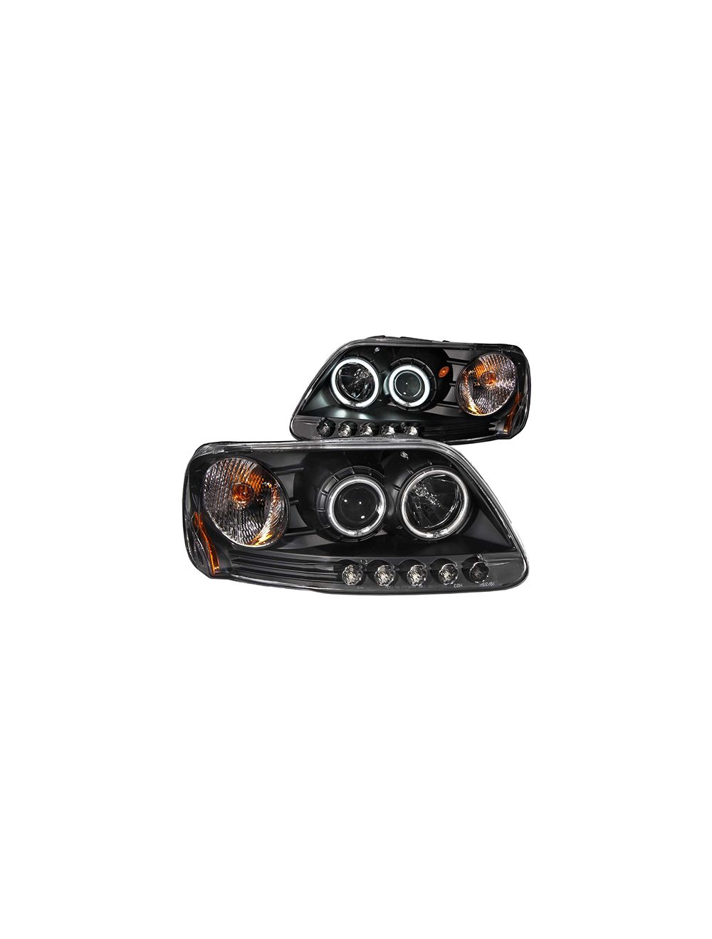 Anzo ANZ111097 Black Clear Projector with Halos Headlights for Ford 1997 - 2003 F150