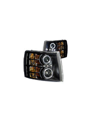 Anzo ANZ111107 Black Clear Projectors with Halo Headlights for Chevrolet 2007 - 2013 Silverado