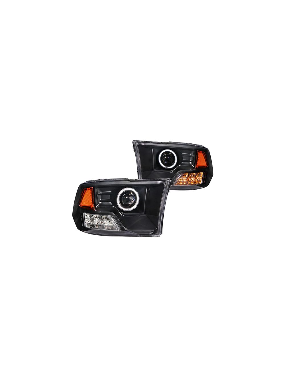 Anzo ANZ111159 Black Projector with Halo Amber (CCFL) Headlights for Dodge Ram 1500 2009 - 2015 & 2500/3500 2010 - 2015