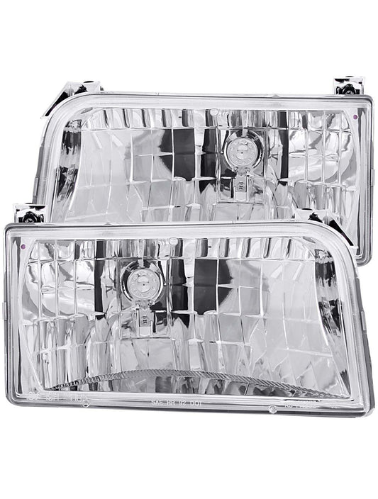 Anzo ANZ111247 Crystal Chrome Headlights for 1992 - 1996 Ford F150/F250/F350