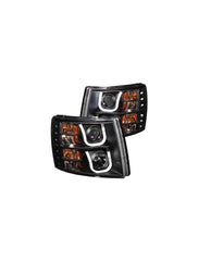 Anzo ANZ111281 Projector with U-Bar Black Clear Amber Headlights for Chevrolet 2007 - 2013 Silverado