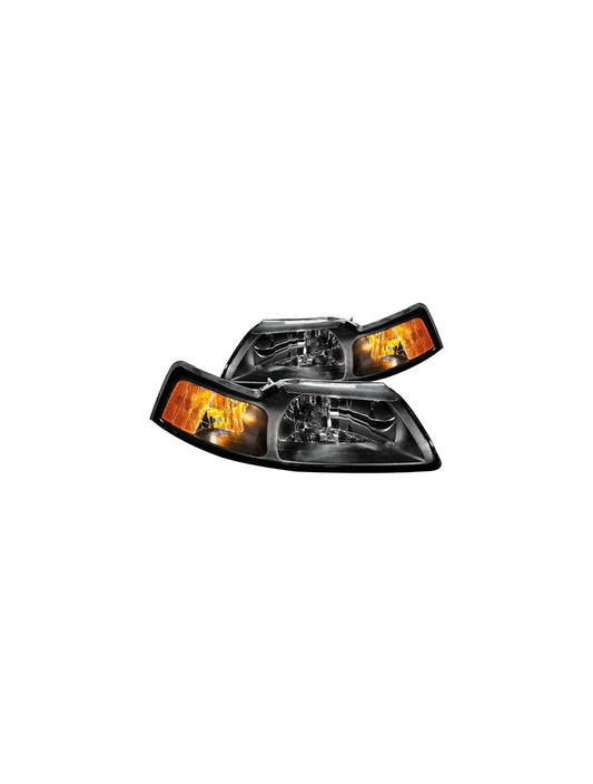 Anzo ANZ121040 Crystal Black  Headlights for Ford 1999 - 2004 Mustang