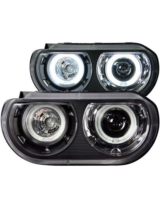 Anzo ANZ121306 Black Projector with Halo HID Compatible Amber Headlights for Dodge Challenger 2008 - 2014