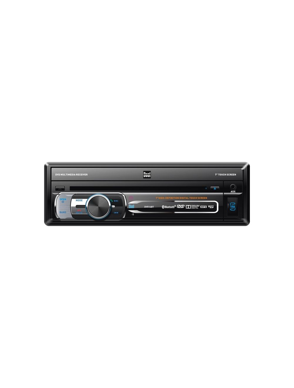 Dual Audio Video DV516BT 7" SDIN Multimedia DVD Receiver with Bluetooth