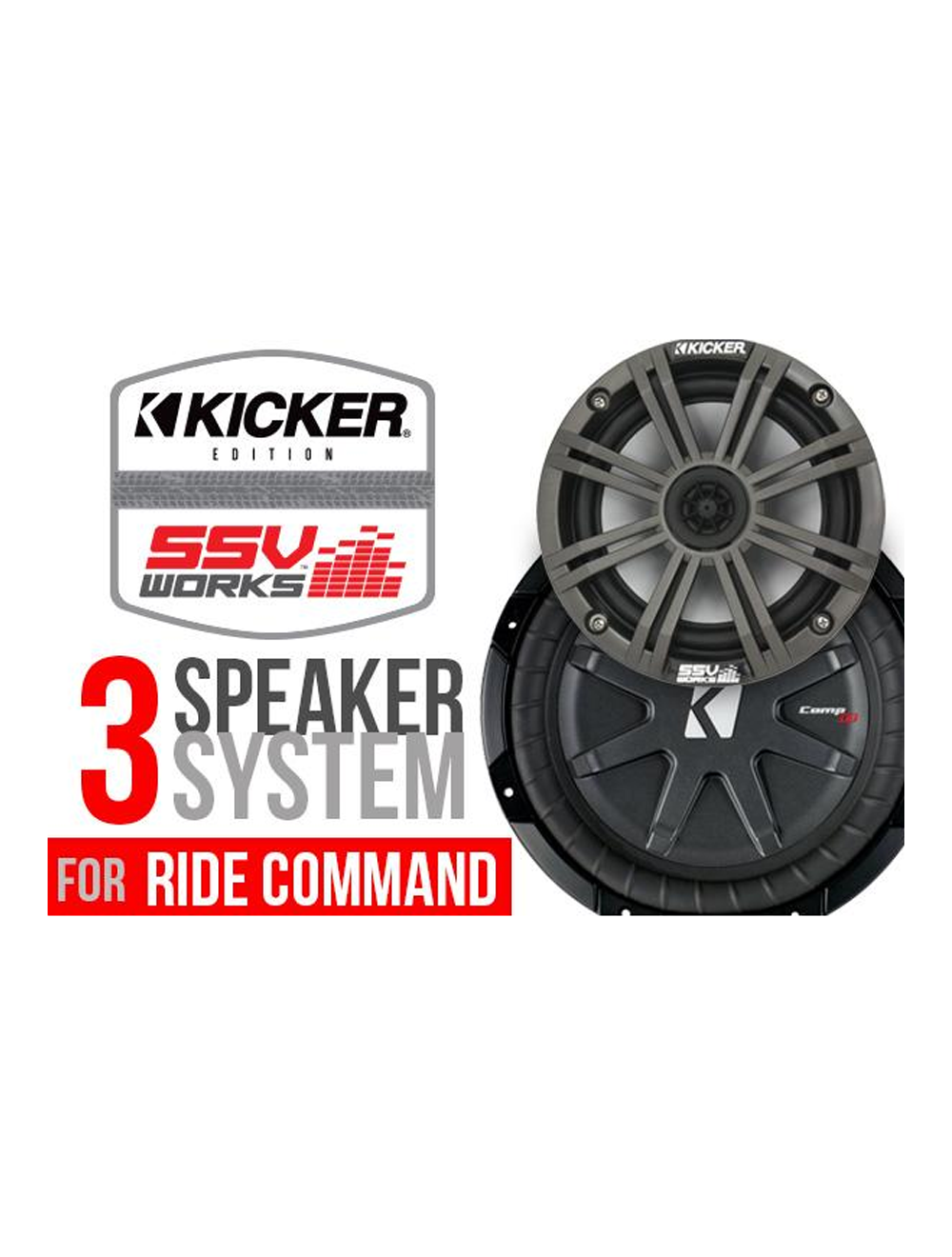 SSV Works GN-3KRC Polaris General w/Ride Command Complete Kicker 3 Speaker Plug-And-Play system (GN3KRC)