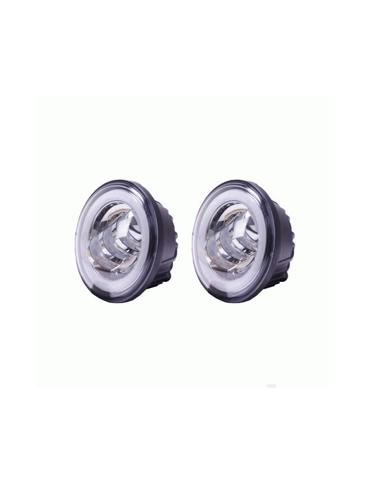 Heise HE-BAL452 4.5 In Aux Pair With Halo Ring Black Front 6-Led Headlights