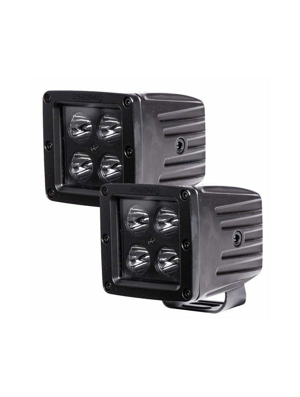 Heise HE-BCL2S2PK 3 Inch 4 Led Cube Spot Light (Blackout Series - 2 Light Kit)