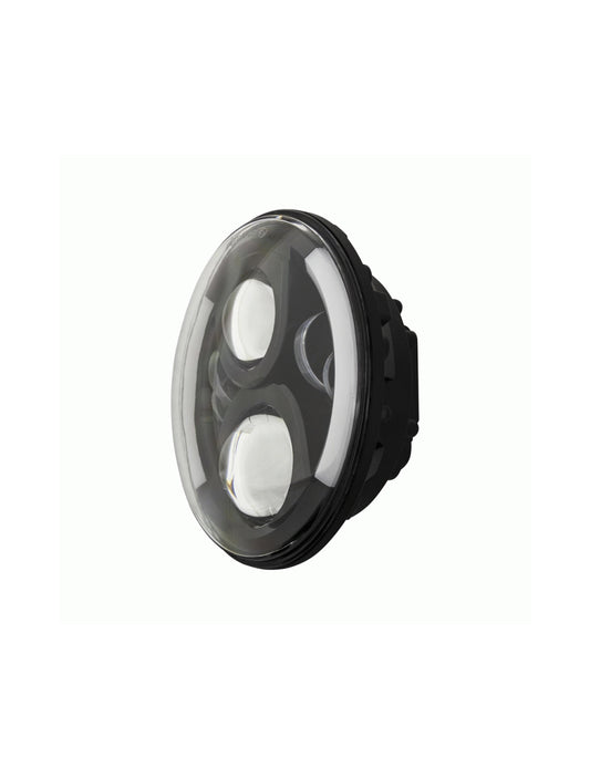 Heise HE-BHL703 7 Inch Round With Partial Halo Black Front 6-Led Headlight