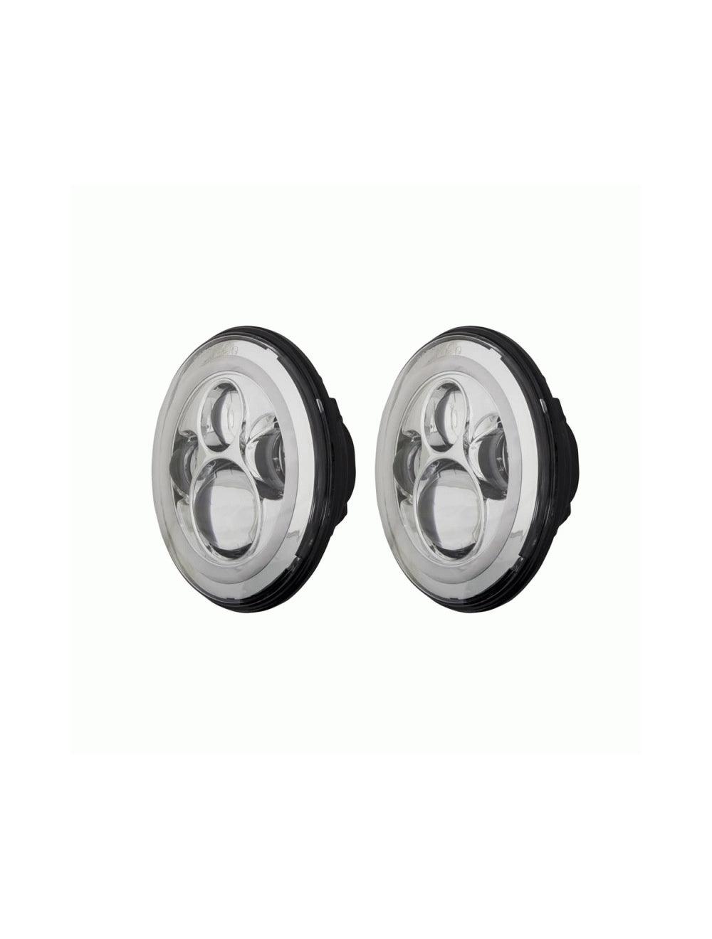 Heise HE-PSHL702 Jeep 7 In Round 4 Led W/ Halo/Turn Signal -Silver Front Face