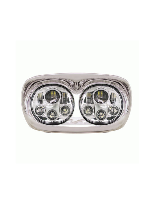 Heise HE-RGHKS Motorcycle Dual 5.6 Inch Round Silver Front 9-Led Headlight