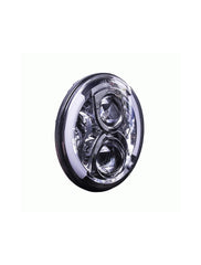 Heise HE-SHL703 7 Inch Round With Partial Halo Silver Front 6-Led Headlight