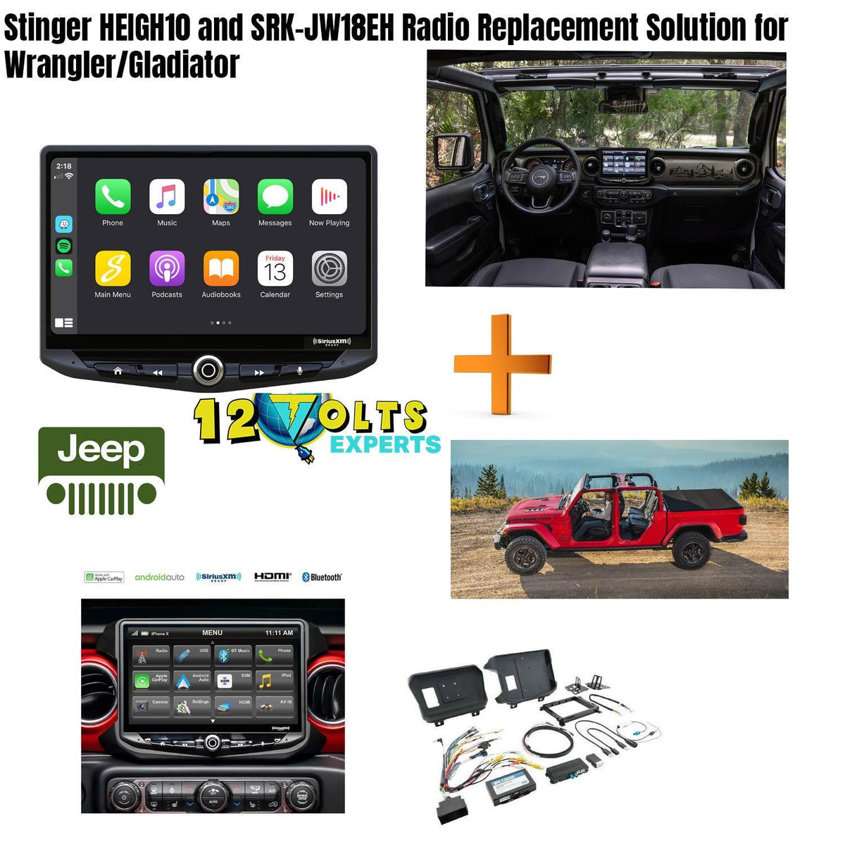 Stinger HEIGH10 and SRK-JW18EH Radio Replacement Solution for Wrangler/Gladiator