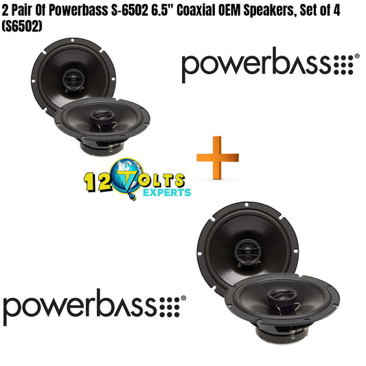 2 Pair Of Powerbass S-6502 6.5" Coaxial OEM Speakers, Set of 4 (S6502)