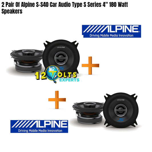 2 Pair OF Alpine S-S40 Car Audio Type S Series 4" 180 Watt Speakers -