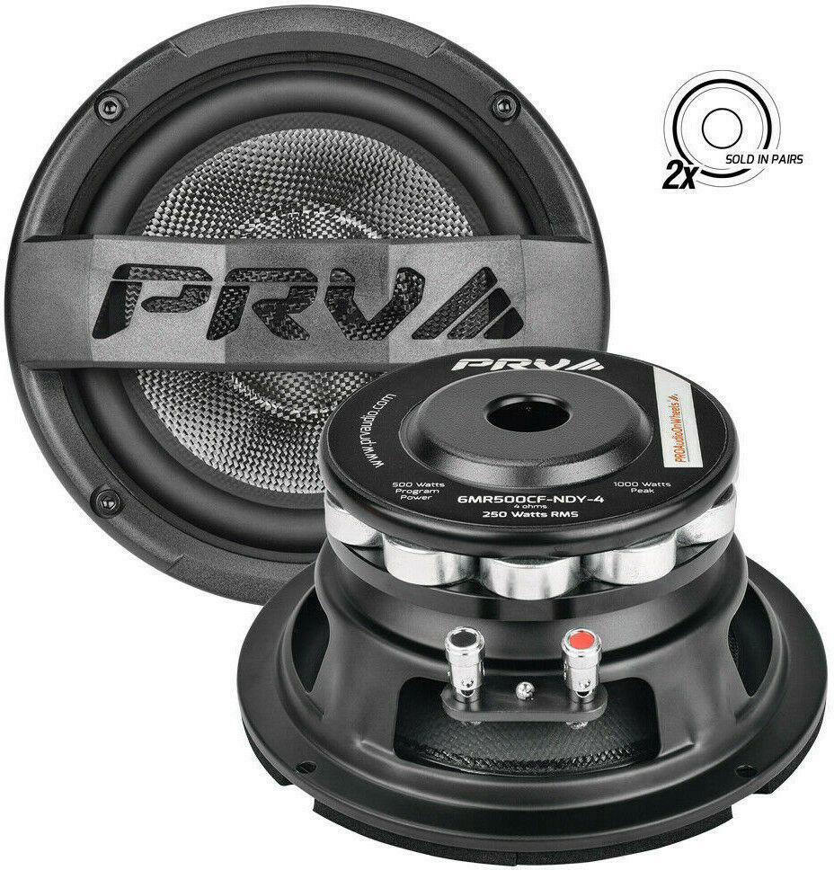 Two Pair PRV Audio 6MR500CF-NDY-4  6" Midrange Neodymium Speaker New 4 Ohm