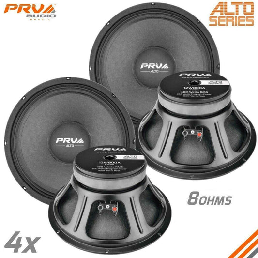 4x PRV Audio 12W800A Midrange ALTO Car Audio 12" Woofer Speakers 8 Ohms PRO 800W