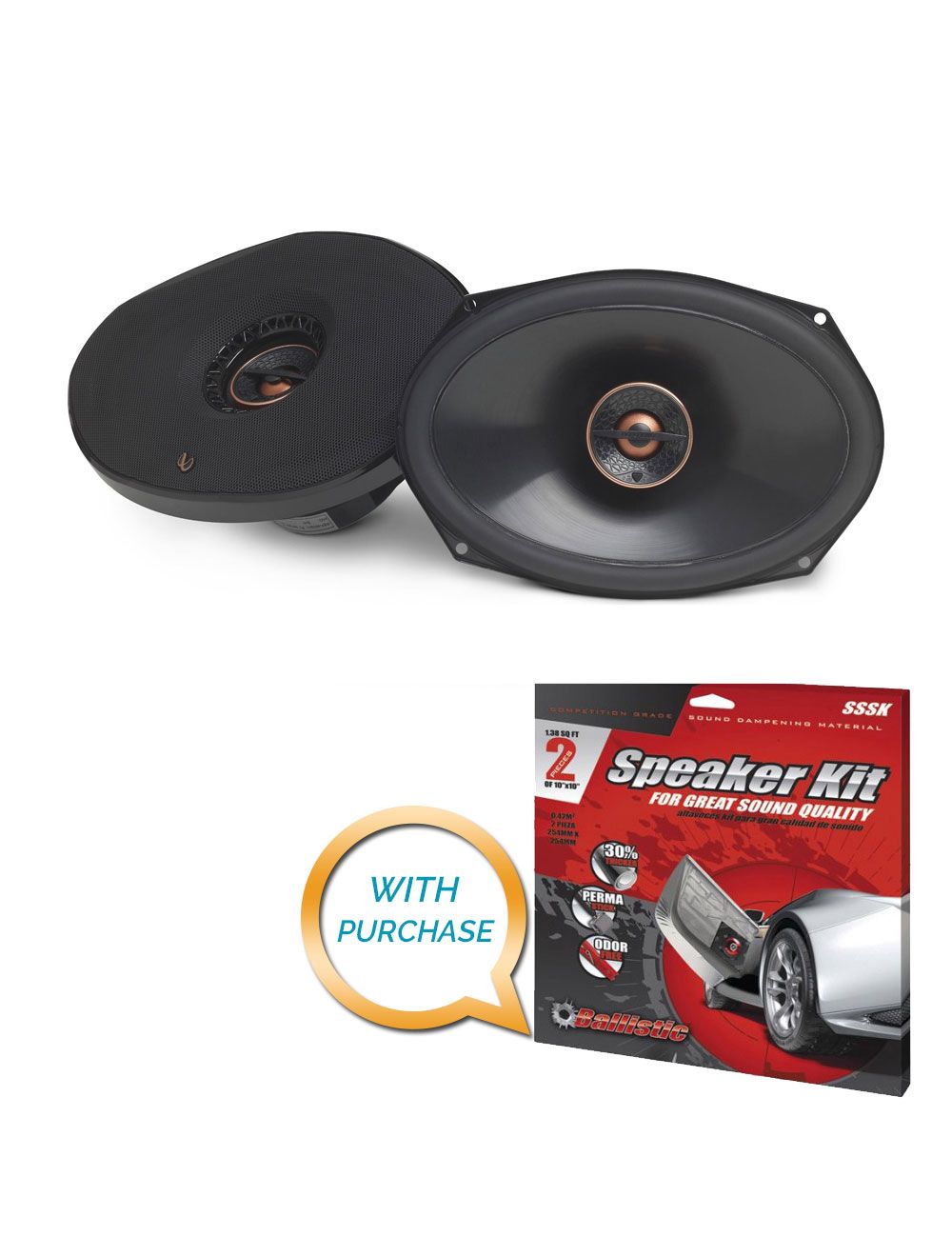 Infinity Reference REF-9632ix 6" x 9" Two-way car audio speaker (REF9632) with Sound Deadening Kit