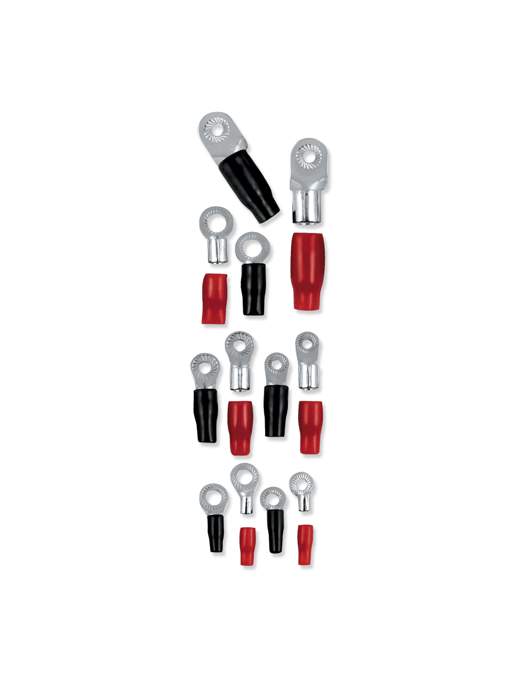 T-Spec V8-RTN8 4 AWG Ring Terminals - 1/4" Crimp (5 Pack - 3 Red/2 Black)