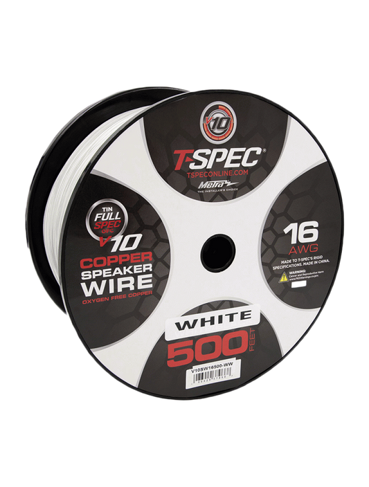 T-Spec V10SW16500-WW 16 AWG 500' White/White OFC Speaker Wire - v10 Series